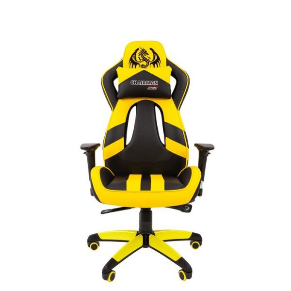 Игровое кресло "Chairman game" 25 экопремиум черный/желтый