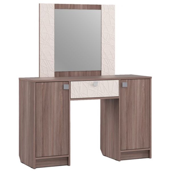Столик туалетный с зеркалом СТ-4 1480х1200х400 Дуб молочный/Ясень Шимо Темный