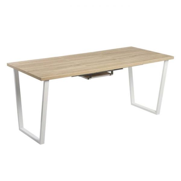 Стол АТЛАНТ-02 1200/1700*800х750 Дуб Бардалино серый/Опора АТЛАНТ-Белый глянец