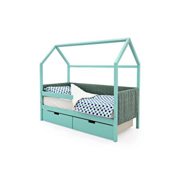 Детская кровать-домик мягкий Бельмарко  Svogen мятный