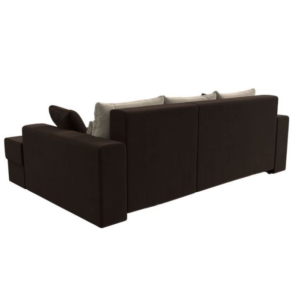 Угловой диван «Мэдисон», механизм еврокнижка, микровельвет, цвет коричневый