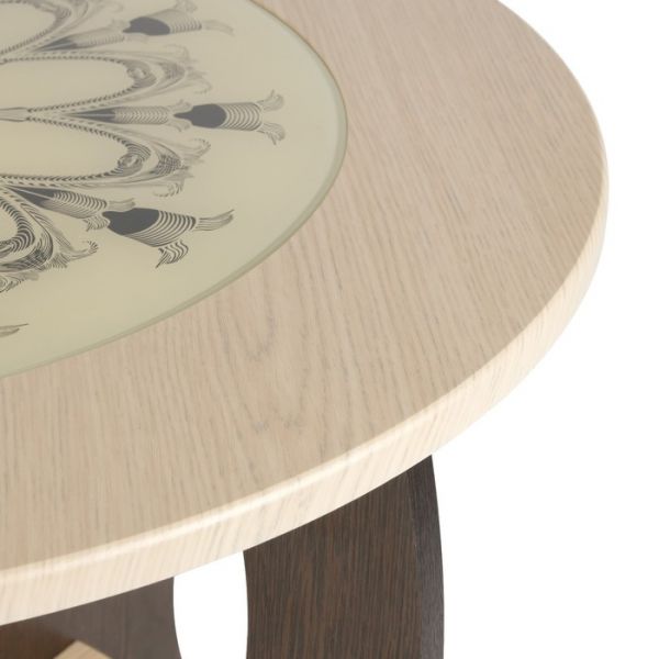 Стол журнальный СЖ-2 стекло бежевое 685х685х550 Венге/Дуб выбеленный