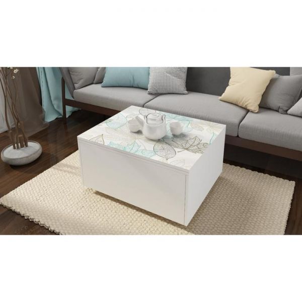 Стол «Трансформер» с ящиком 740(1480) ? 600 ? 410(750), стекло, цвет белый