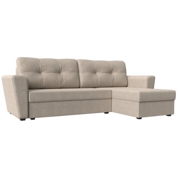 Угловой диван «Амстердам лайт», еврокнижка, правый угол, рогожка, цвет бежевый