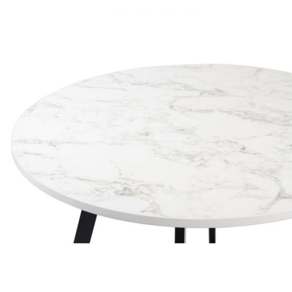 Стол РИМ D-1050/1500х1050х760 Мрамор Белый/Опора Гермес чёрная матовая