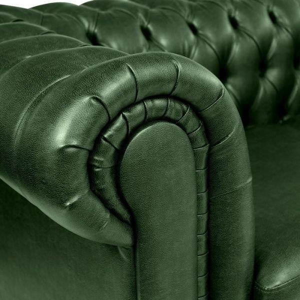 Диван "Честерфилд" 2х местный, экокожа, темно-зеленый