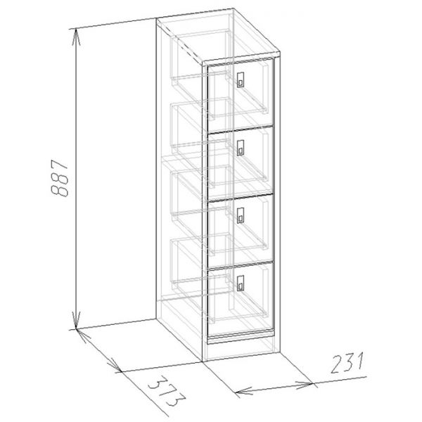 Тумба «Комфорт 19», 231 ? 373 ? 887 мм, цвет венге