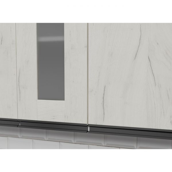 Кухонный гарнитур Паола компакт 2200х600 Белый/Кантри/Дуб грей, Дуб браун