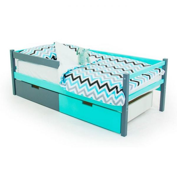 Детская кровать-тахта Svogen графит-мятный