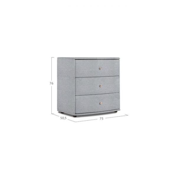 Комод «Люнетта», 3 ящика, 750 ? 505 ? 760 мм, рогожка, стекло, цвет серый