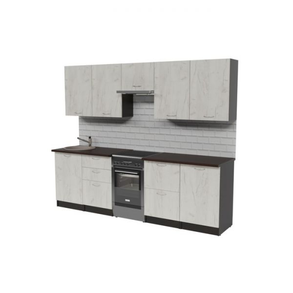 Кухонный гарнитур Лоретта мега 2500х600 Венге/дуглас темный/Дуб грей