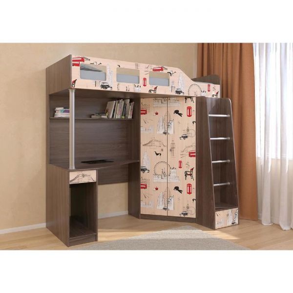 Детский комплекс «Астра 7», цвет дуб шамони / дуб молочный, фотопечать «Лондон»