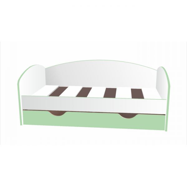 Кровать-тахта детская, спальное место 1600 ? 700 мм, цвет белый / зелёный
