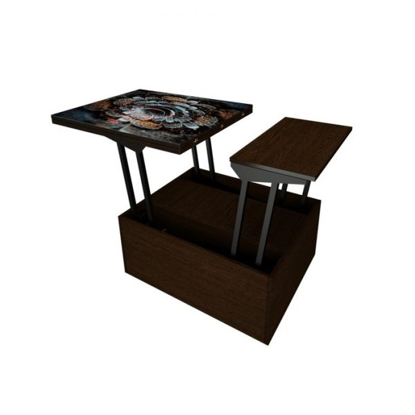 Стол «Трансформер» с ящиком 740(1480) ? 600 ? 410(750), стекло, цвет белый