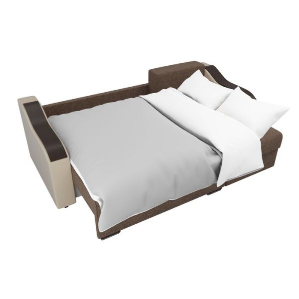 Угловой диван «Монако», механизм еврокнижка, рогожка, цвет бежевый / коричневый