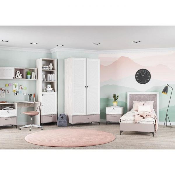 Полка навесная П-45 Фьюжн 1200х270х370 Белый/корпус Глиняный серый/Артвуд светлый