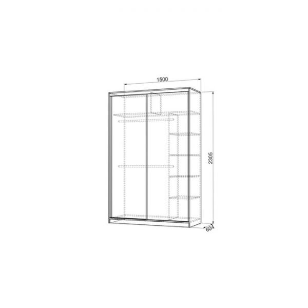 Шкаф-купе "Гранд 7-600 розы", 1500x600x2300, Венге