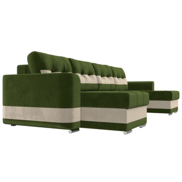 П-образный диван «Честер», механизм еврокнижка, микровельвет, цвет бежевый / коричневый