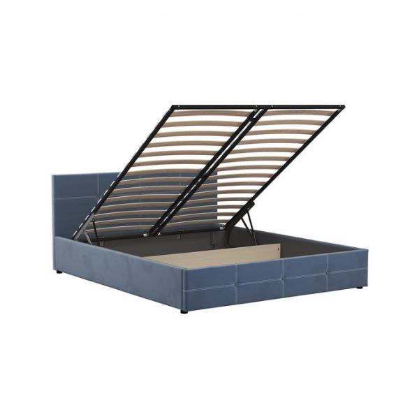 Кровать Синди, 1600х2000, ортопедическое осн+ПМ, Мазерати 21/Серо-синий