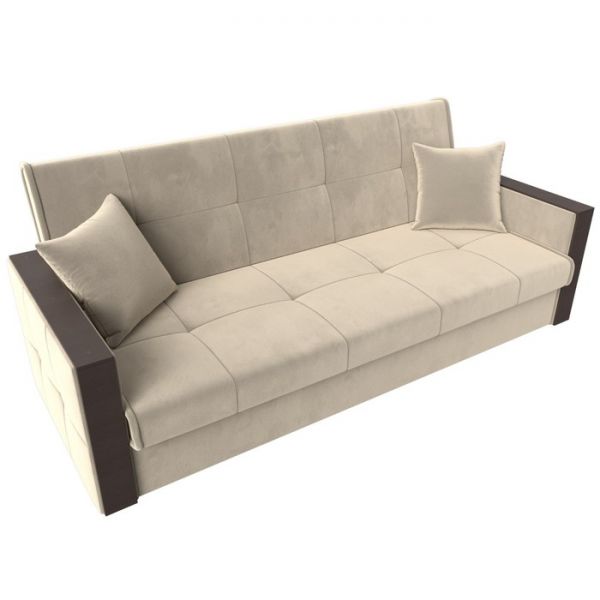 Прямой диван-книжка «Валенсия», механизм книжка, микровельвет, цвет бежевый