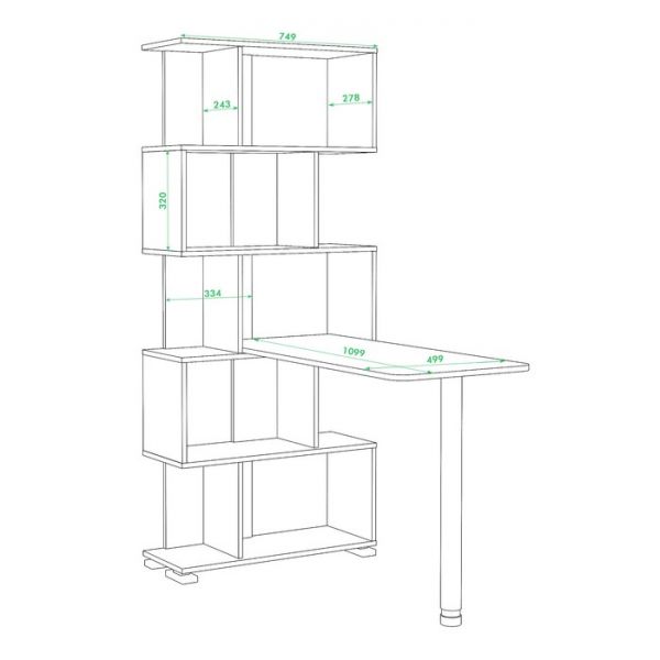 Стол-стеллаж «СЛ 5СТ», 750 ? 1099 ? 1731 мм, цвет венге / карамель / венге