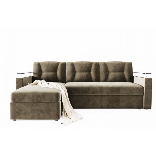 Угловой диван «Монро», угол левый, ЛДСП венге, механизм дельфин, велюр, цвет селфи 01