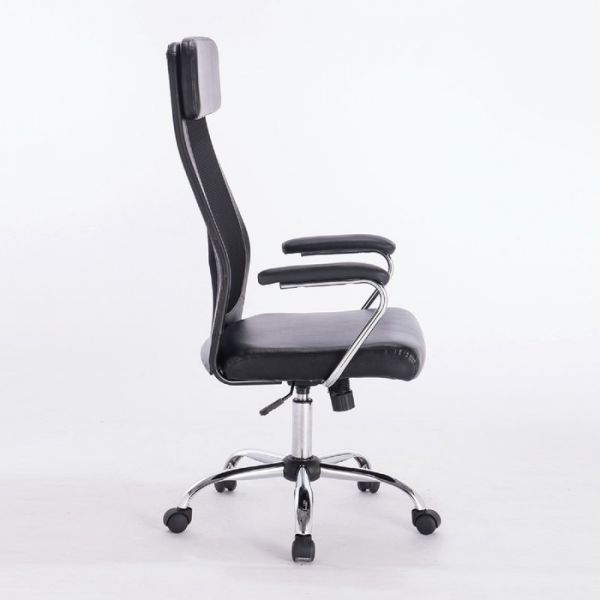 Кресло офисное BRABIX "Flight EX-540", хром, экокожа, сетка, черное
