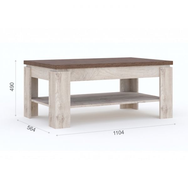 Стол журнальный «Мэдисон», 1104 ? 564 ? 490 мм, цвет дуб эндгрейн/дуб экспрессив бронзовый