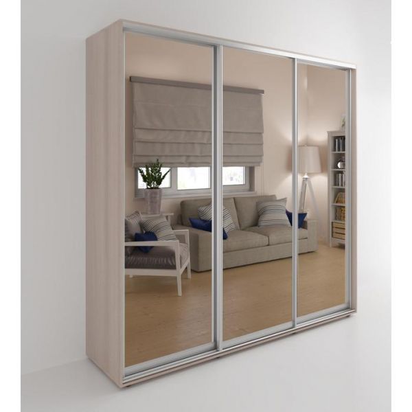 Шкаф-купе «Акцент-Сим ЗЗ», 1500 ? 600 ? 2310 мм, зеркало, цвет ясень шимо светлый