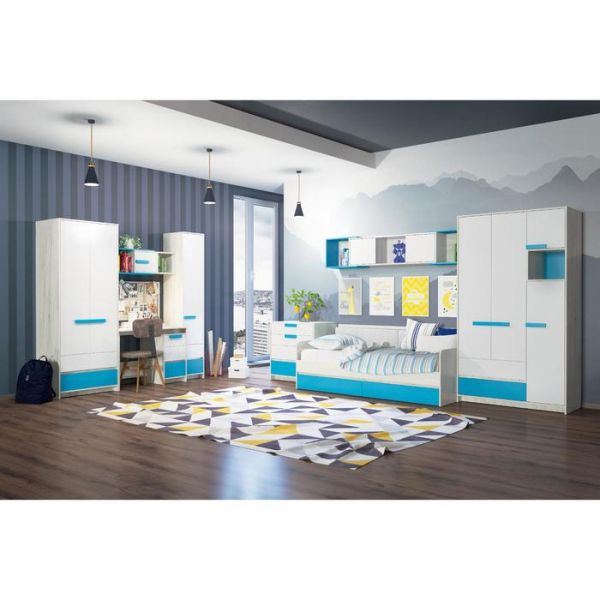 Комод «Бриз №9.1», 802 ? 536 ? 838 мм, цвет дуб эльза / бирюза / белый