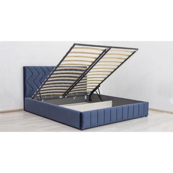 Кровать Милана 1600х2000, ортопедическое осн+ПМ, Полуночно-синий/Океан