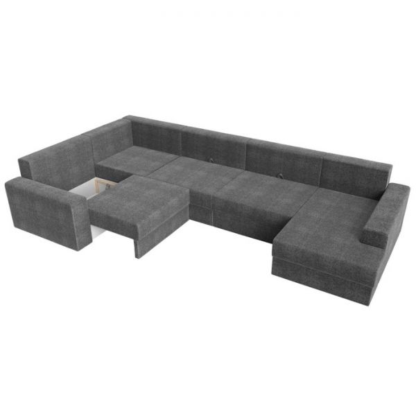 П-образный диван «Мэдисон», механизм еврокнижка, рогожка, цвет серый