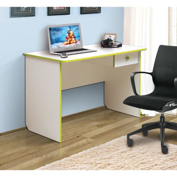 Стол компьютерный №6, 1110 ? 580 ? 750 мм, цвет белый/лайм