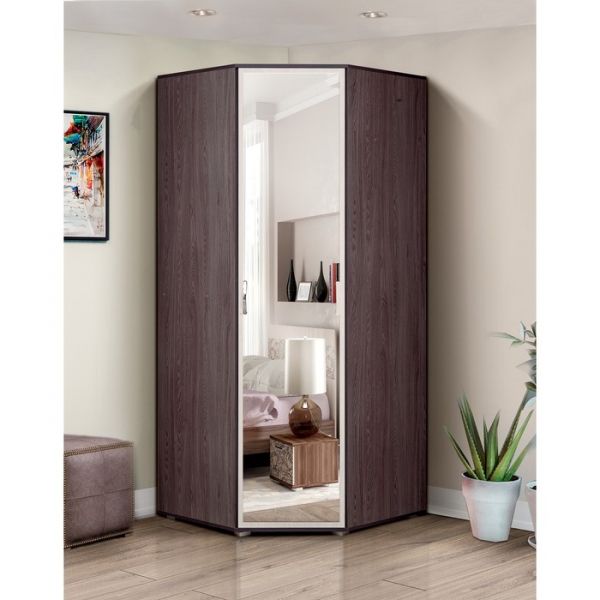 Шкаф угловой с зеркалом «Венеция 9», цвет ясень анкор тёмный / ясень анкор светлый