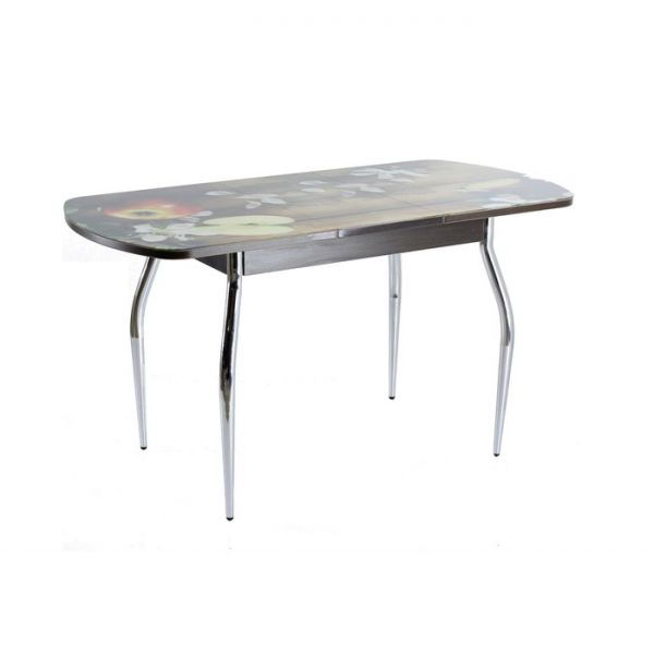 Стол раздвижной с фотопечатью Дэли, 1400(1800)х900х760, Венге/Дерево/Хром фигурные