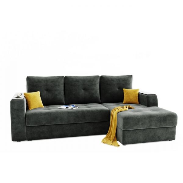 Угловой диван «Сенатор», механизм пантограф, ППУ, угол правый, велюр, селфи 01 / селфи 03