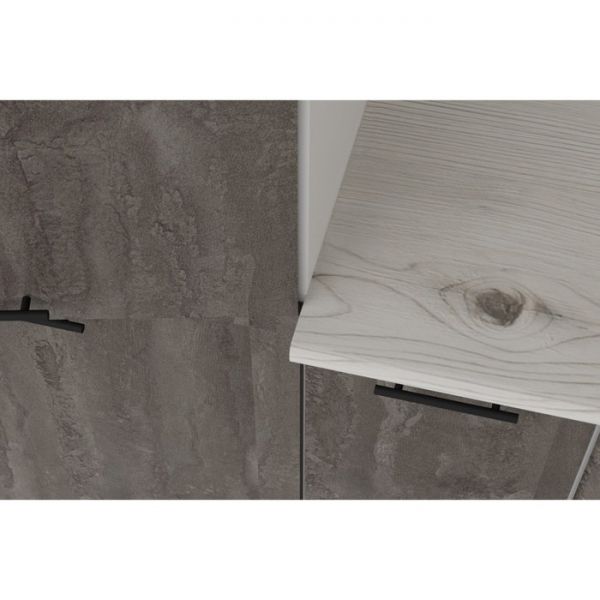 Кухонный угловой гарнитур Сиена оптима 2400х1800 Белый/Сосна/Дуб грей, бетон темный