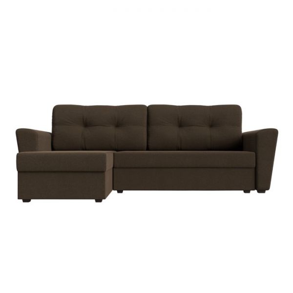 Угловой диван «Амстердам лайт», еврокнижка, правый угол, рогожка, цвет коричневый