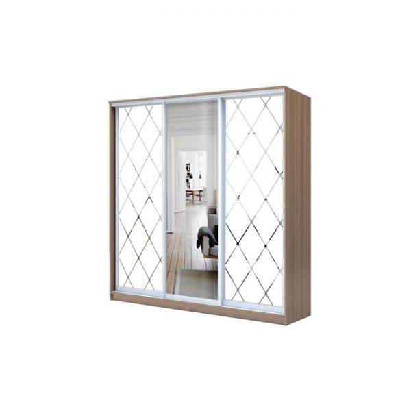 Шкаф-купе Хит-22-18-656, 1800x620x2200, Ясень шимо тёмный, Ромб большой на матовом