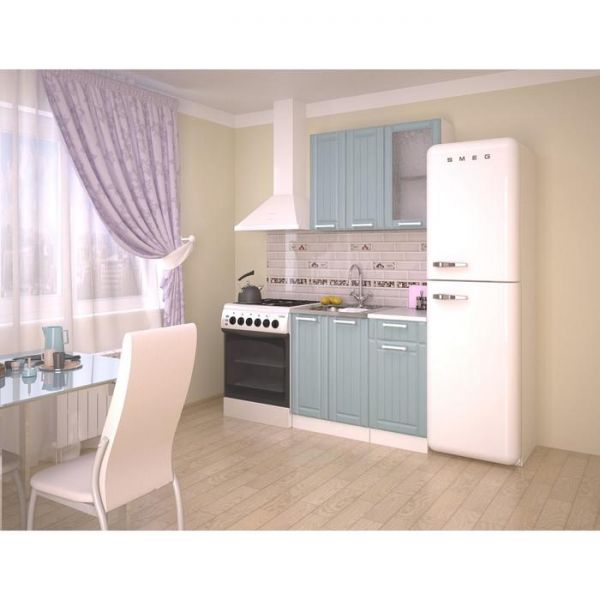 Шкаф навесной со стеклом РоялВуд, 300х400х720, Белый/Голубой прованс