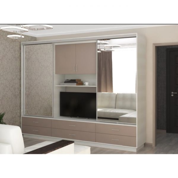 Стенка Милос 11-2 2710х536х2136 Ясень Анкор светлый /Мокко