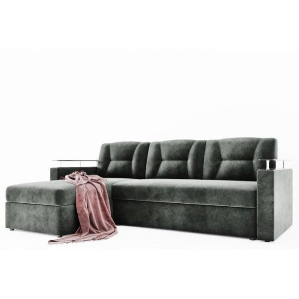 Угловой диван «Монро», угол левый, ЛДСП венге, механизм дельфин, велюр, цвет селфи 01