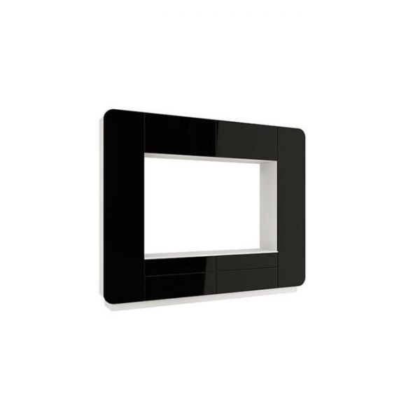 Гостиная 2400х1944х382 Лаванда - 2 белый /черный глянец /белый)