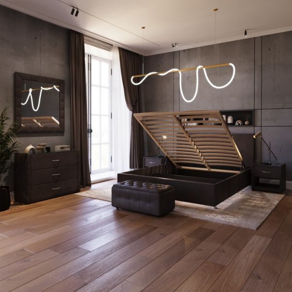 Кровать «Атриум New» с ПМ, 1400 ? 2000 мм, ЭКО деревянный каркас, 1 ящик, цвет шоколад