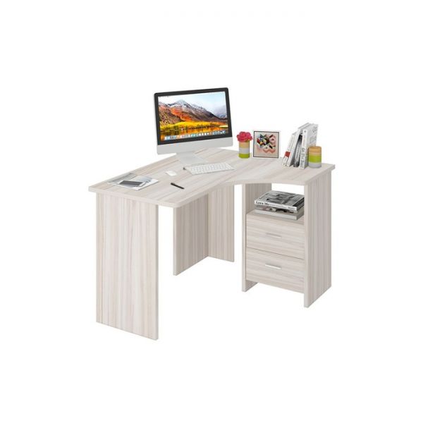 Угловой стол, 1000 ? 1200 ? 770 мм, правый угол, цвет белый жемчуг