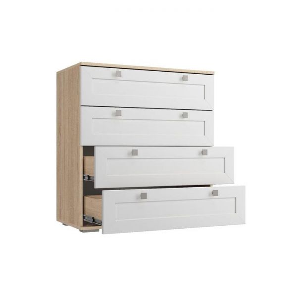 Комод К-22 РИВЬЕРА 800х420х875 Фасады ПВХ Белый/корпус Дуб Сонома