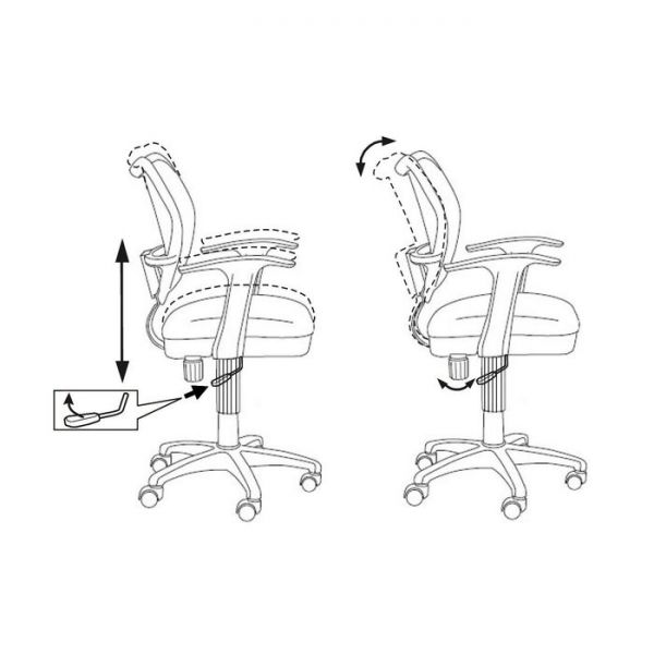 Кресло Бюрократ, с подлокотникам, синий, спинка сетка, белый пластик, CH-W797/BL/TW-10