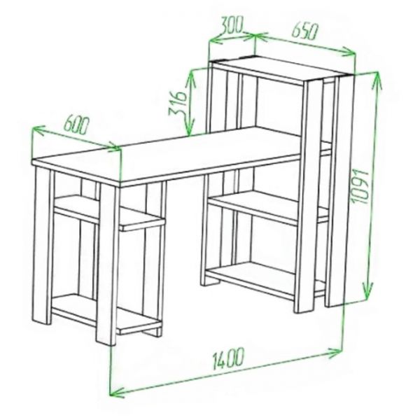 Компьютерный стол, 1200 ? 650 ? 1100 мм, цвет белый