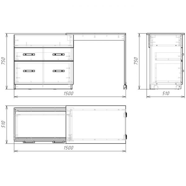Комод-трансформер, 510 ? 800 (1 500) ? 750, белый