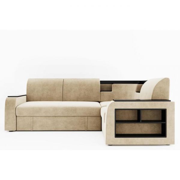 Угловой диван «Фараон», универсальный, дельфин, велюр, цвет селфи 01, вставка астор 536